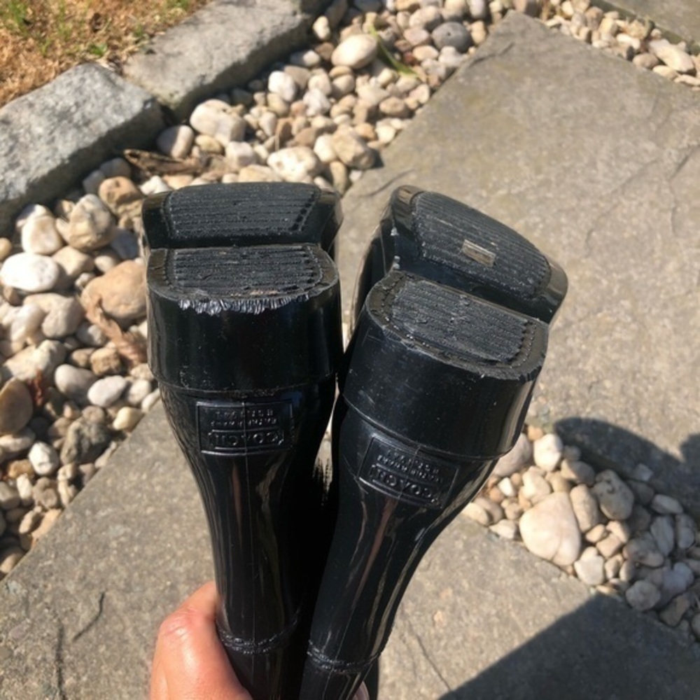 Coach black shiny rain boots Size 7 - Picture 7 of 12